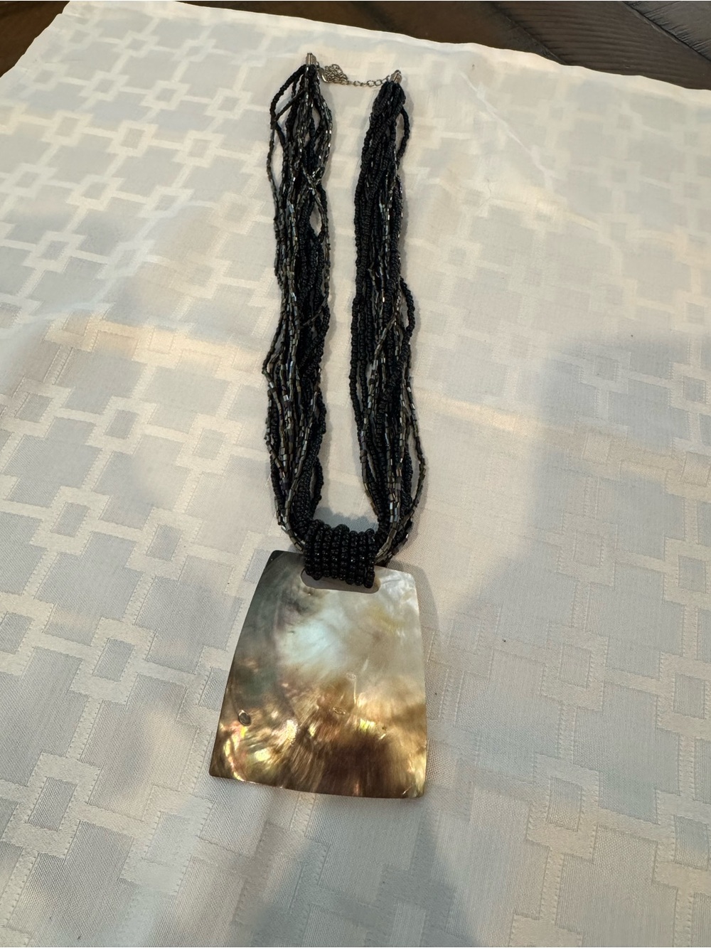 vintage multi-strand black seed bead necklace